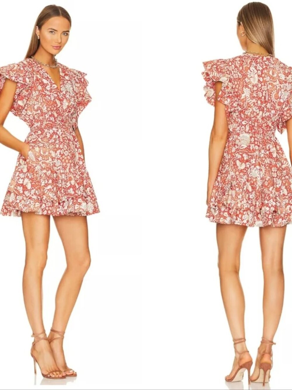 ULLA JOHNSON Kiri Mini Dress Orange Blossom Statement Sleeve Sundress Cotton 10 - Picture 2 of 16